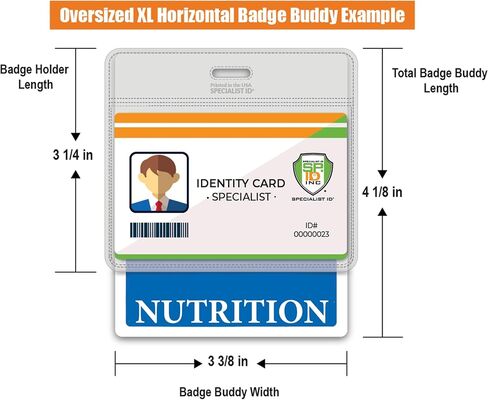 5 Pack - Oversized Nutrition Badge Buddy Horizontal - XL Badge Buddies for Nutritionists - 3 3/8 X 4 1/8 Role Identification Card Backer - USA Printed by Specialist ID (Hot Pink) in Saudi Arabia