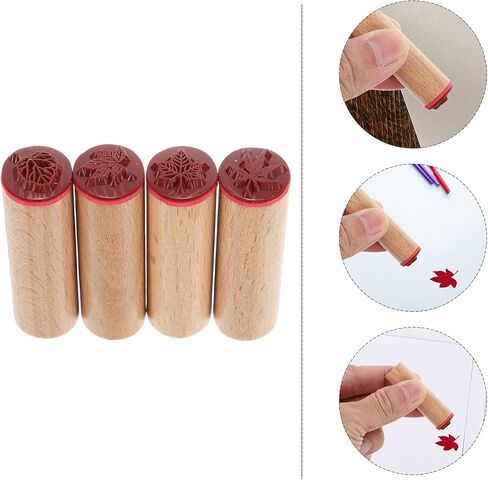Coheali 4pcs طوابع مطاطية خشبية عتيقة لـ DIY ، وأنماط الأزهار والأوراق المتنوعة ، ومثالية لصياغة ، وصنع البطاقات ، وزينة المخطط in Saudi Arabia