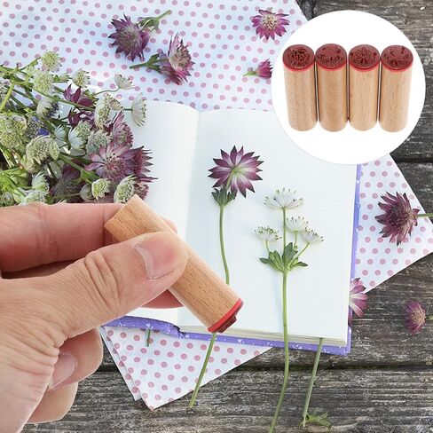Coheali 4pcs طوابع مطاطية خشبية عتيقة لـ DIY ، وأنماط الأزهار والأوراق المتنوعة ، ومثالية لصياغة ، وصنع البطاقات ، وزينة المخطط in Saudi Arabia