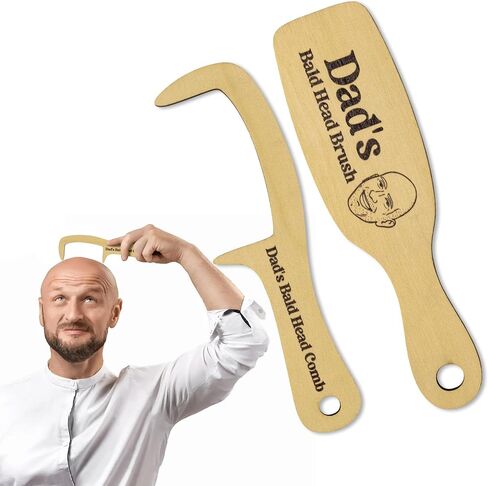 هدايا عيد الأب المضحكة - 2pcs أبي الفرشاة الصلعاء المليئة بالمشط ومشط الملمس الأصلع رجل الأداة الأداة هدية هدية خشبية الشعر بفرشاة الرأس ومشط أي أسنان مجموعة عيد ميلاد أبي مزحة نكتة in Kuwait