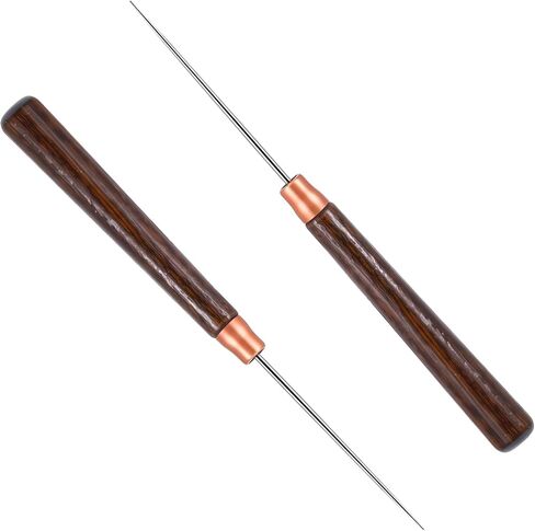 2 PCS Wood Handle Awl Tool, Leather Awl Punch Tool for Leather Craft, Punching, and Sewing, Durable Steel Needle Awl for DIY Projects in Saudi Arabia