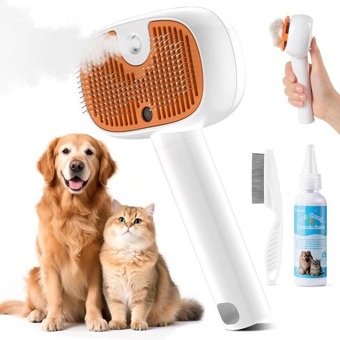 4-in-1 Cat Steam Brush, 2025 Upgraded Pet Steam Brush for Indoor Cats Dogs Spray Hair Removal Comb, 2 Spray Self-Cleaning Dog Brushes for Shedding,Massage,Cleaning Grooming (Green) in Saudi Arabia