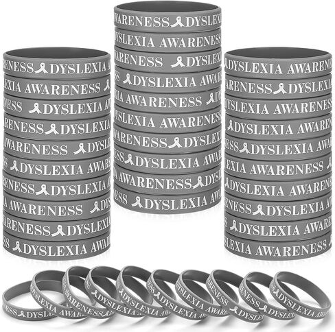 100 PCS عسر القراءة التوعية معصم الأسوار السيليكون الشريط الأساور بالجملة الأساور المطاطية الملهمة لعسر القراءة Irlens و ADHD و Compans School Campaign Supplies in Saudi Arabia