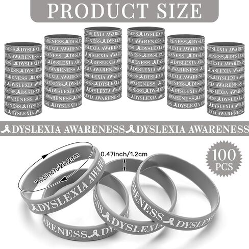 100 PCS عسر القراءة التوعية معصم الأسوار السيليكون الشريط الأساور بالجملة الأساور المطاطية الملهمة لعسر القراءة Irlens و ADHD و Compans School Campaign Supplies in Saudi Arabia