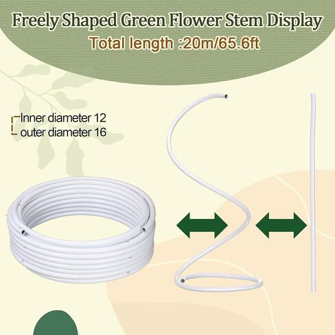Tioncy 65.6 ft Long Flexible Pipe PVC Tubing Aluminum Bendable Plastic Pipe Stem for Artificial Flowers Stem, Balloon Arches, Floral Wedding Decor, DIY Crafts, Cosplay Prop(White) in Saudi Arabia