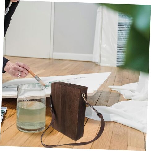 Portable Wooden Messenger Box 13x9inch Handmade Artist Storage Case Versatile Sketch Tool Box for Outdoor Painting with Shoulder Strap in Saudi Arabia