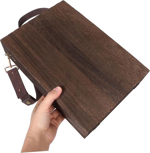 Portable Wooden Messenger Box 13x9inch Handmade Artist Storage Case Versatile Sketch Tool Box for Outdoor Painting with Shoulder Strap in Saudi Arabia