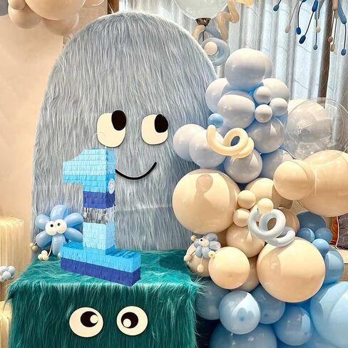 PCFING 20 Inch Number 0 Piñata Blue Silver with 30 Inch Piñata Stick Blindfold Confetti for Boy Girl Kids Birthday Party Decorations, Anniversary Celebration, Fiesta in Kuwait
