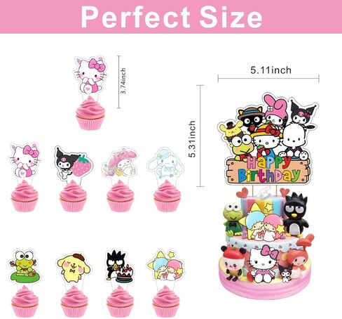 25 PCS Kitty وأصدقاؤه كعكة Topper و Cupcake Toppers تعيين لوازم حفلة عيد ميلاد لزخارف عيد ميلاد Kawaii تحت عنوان in Kuwait