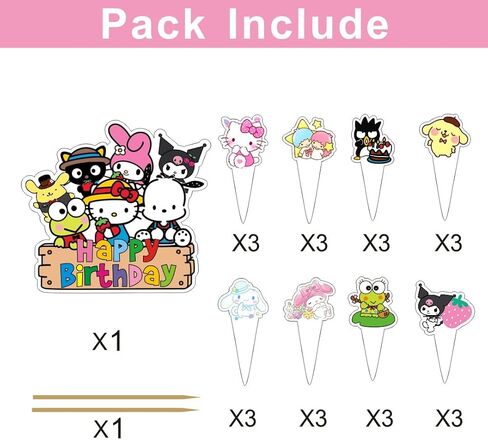 25 PCS Kitty وأصدقاؤه كعكة Topper و Cupcake Toppers تعيين لوازم حفلة عيد ميلاد لزخارف عيد ميلاد Kawaii تحت عنوان in Kuwait