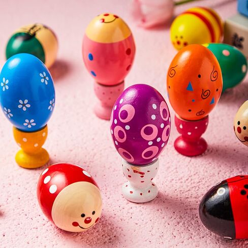 JOYIN 12 Packs 1.9''*2.7" Wooden Egg Shakers Maracas Percussion Musical for Party Favors, Classroom Prize Supplies, Musical Instrument, Basket Stuffers Fillers, Easter Hunt in Saudi Arabia