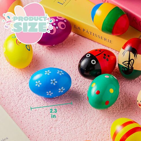 JOYIN 12 Packs 1.9''*2.7" Wooden Egg Shakers Maracas Percussion Musical for Party Favors, Classroom Prize Supplies, Musical Instrument, Basket Stuffers Fillers, Easter Hunt in Saudi Arabia