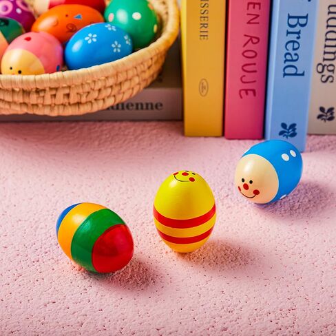 JOYIN 12 Packs 1.9''*2.7" Wooden Egg Shakers Maracas Percussion Musical for Party Favors, Classroom Prize Supplies, Musical Instrument, Basket Stuffers Fillers, Easter Hunt in Saudi Arabia