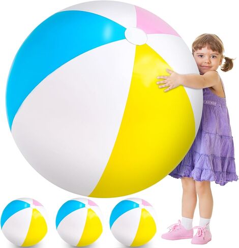 Supervitae 27 Inch Rainbow Beach Balls Giant Inflatable Large Pool Beach Balls Summer Inflatable Swimming Pool Toys for Water Games(2 Pcs) in Kuwait