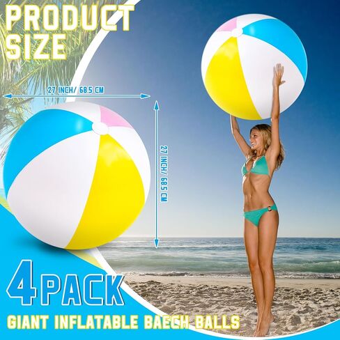 Supervitae 27 Inch Rainbow Beach Balls Giant Inflatable Large Pool Beach Balls Summer Inflatable Swimming Pool Toys for Water Games(2 Pcs) in Kuwait