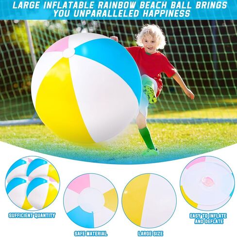 Supervitae 27 Inch Rainbow Beach Balls Giant Inflatable Large Pool Beach Balls Summer Inflatable Swimming Pool Toys for Water Games(2 Pcs) in Kuwait