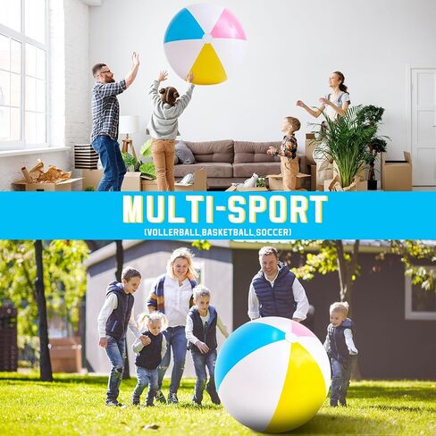 Supervitae 27 Inch Rainbow Beach Balls Giant Inflatable Large Pool Beach Balls Summer Inflatable Swimming Pool Toys for Water Games(2 Pcs) in Kuwait