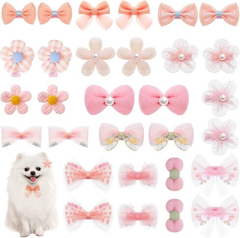 30pcs الكلاب أقواس مع مقاطع ، أقواس شعر الكلب الساحرة للكلاب الصغيرة ، جرو الوردي القوس جيرز الكمال فتاة (أنماط القوس المختلفة) in Kuwait