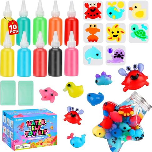 Shabebe Magic Water Squishy Kit – DIY Aqua Fairy with 5 Molds & 10 Easy-Pour Gels, Pre-Measured Calcium Powder – STEM Crafts for Kids Ages 3+, Birthday Gift for Girls & Boys in Saudi Arabia