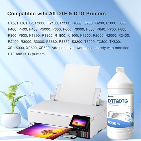 Premium DTF/DTG PrinThead Cleaning Solution 1000ml- نظافة الرأشر العالمية لأي طابعات DTF و DTG ، وتنظيف رأس الطباعة لـ ET8550 L1800 XP15000 R1390 XP600 PRINTER in Kuwait