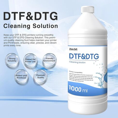 Premium DTF/DTG PrinThead Cleaning Solution 1000ml- نظافة الرأشر العالمية لأي طابعات DTF و DTG ، وتنظيف رأس الطباعة لـ ET8550 L1800 XP15000 R1390 XP600 PRINTER in Kuwait
