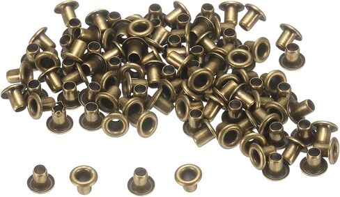 Harfington 100set Gromsets Kit Metal Sheelets 2mm Hole Tiny Grommet for Shoes Assion Belt Bag Diy Project ، Bronze in Kuwait
