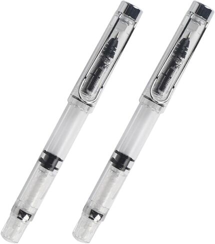 2pcs Piston Filling Ink Pen for Students Smooth Writing Gel Pen Transparent Design and Portable for Artists and Daily Use in Saudi Arabia