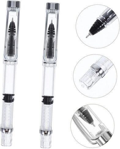 2pcs Piston Filling Ink Pen for Students Smooth Writing Gel Pen Transparent Design and Portable for Artists and Daily Use in Saudi Arabia
