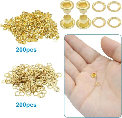 ZOCCVI 200 Sets 5mm (3/16") Metal Grommets and Washers Kit, Two-Part Eyelets for Leather Craft, Belts, Bags, Tarps and DIY Projects(Bronze) in Saudi Arabia