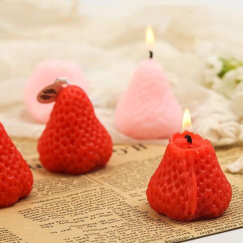 3pcs ثلاثية الأبعاد ديكور الفراولة شمعة القوالب لصنع الشمعة طقم شموع رومانسية معطرة السيليكون القالب DIY شموع شموع السيليكون للحرف اليدوية زخارف الفراولة in Kuwait