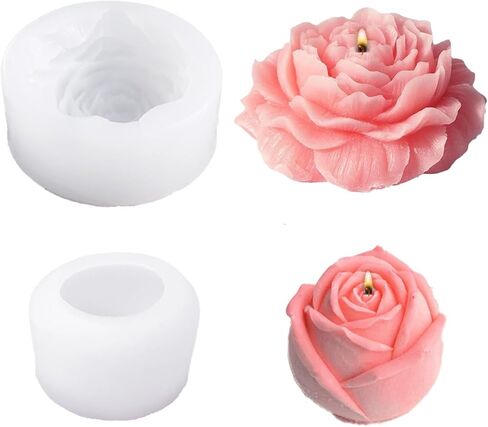 2Pcs Candle Molds for Candle Making Flowers Candle Molds Roses 2.16 inch Peonies 3.94 inch in Saudi Arabia