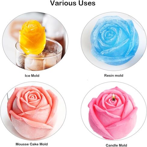2Pcs Candle Molds for Candle Making Flowers Candle Molds Roses 2.16 inch Peonies 3.94 inch in Saudi Arabia