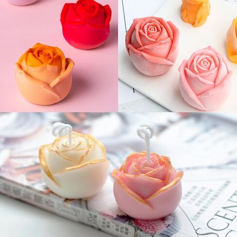 2Pcs Candle Molds for Candle Making Flowers Candle Molds Roses 2.16 inch Peonies 3.94 inch in Saudi Arabia