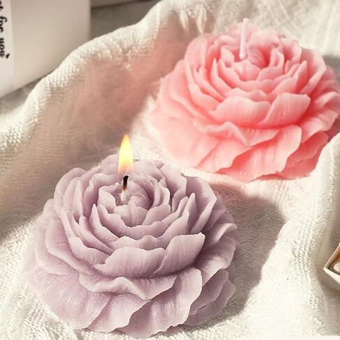 2Pcs Candle Molds for Candle Making Flowers Candle Molds Roses 2.16 inch Peonies 3.94 inch in Saudi Arabia