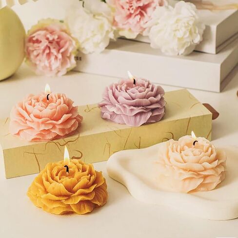 2Pcs Candle Molds for Candle Making Flowers Candle Molds Roses 2.16 inch Peonies 3.94 inch in Saudi Arabia