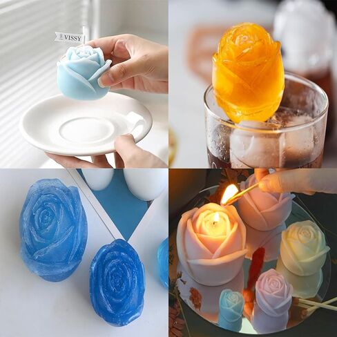 2Pcs Candle Molds for Candle Making Flowers Candle Molds Roses 2.16 inch Peonies 3.94 inch in Saudi Arabia