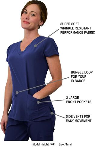 Green Town Scrubs for Women Scrub Set - Jogger Pant and V-Neck Top, 6 Pockets, Easy Care Uniforms-Navy/Indigo-XX-Large Tall in Saudi Arabia