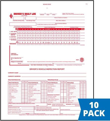 2-in-1 Driver Daily Log Book 5-PK. مع تقرير تفتيش مركبة السائق التفصيلي - تنسيق الكتب مع 31 مجموعة ، 2 صفيحة الكربون ، 8.5 "× 11" ، J. J. Keller & Associates ، Inc. in Kuwait