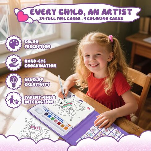 Paint with Water Coloring Books for Kids, Mess Free Watercolor Painting Kit Painting Activity for Kids Ages 3-5 4-8, Arts Crafts Drawing Gift Toy for Boy Girl (Purple) in Kuwait
