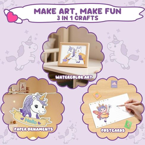 Paint with Water Coloring Books for Kids, Mess Free Watercolor Painting Kit Painting Activity for Kids Ages 3-5 4-8, Arts Crafts Drawing Gift Toy for Boy Girl (Purple) in Kuwait
