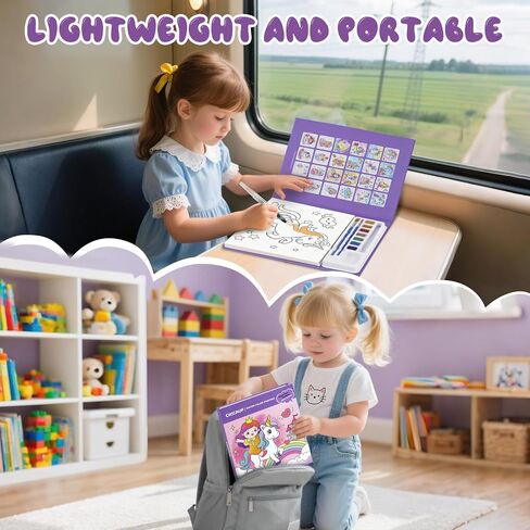 Paint with Water Coloring Books for Kids, Mess Free Watercolor Painting Kit Painting Activity for Kids Ages 3-5 4-8, Arts Crafts Drawing Gift Toy for Boy Girl (Purple) in Kuwait