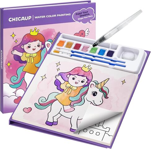 Paint with Water Coloring Books for Kids, Mess Free Watercolor Painting Kit Painting Activity for Kids Ages 3-5 4-8, Arts Crafts Drawing Gift Toy for Boy Girl (Purple) in Kuwait
