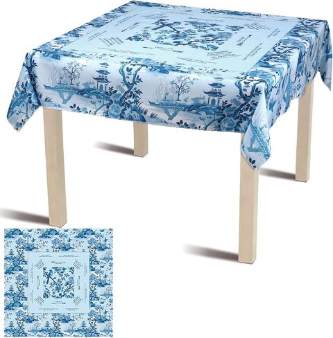 Mahjong Tablecloth Chinoiserie Mahjong Mats Blue Floral Card Table Cloth 55" x 55" Square Game Instructions for Beginner Card Board Tile Games Gift(Floral) in Saudi Arabia