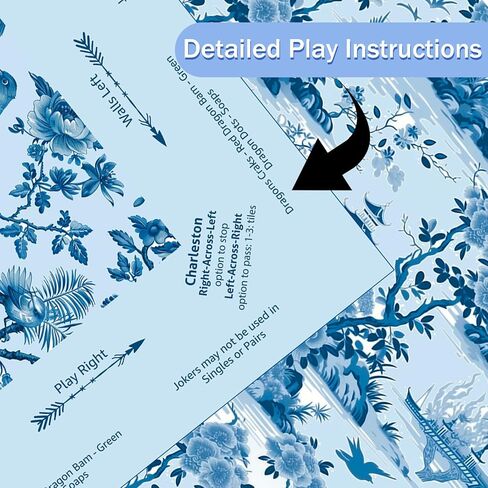 Mahjong Tablecloth Chinoiserie Mahjong Mats Blue Floral Card Table Cloth 55" x 55" Square Game Instructions for Beginner Card Board Tile Games Gift(Floral) in Saudi Arabia