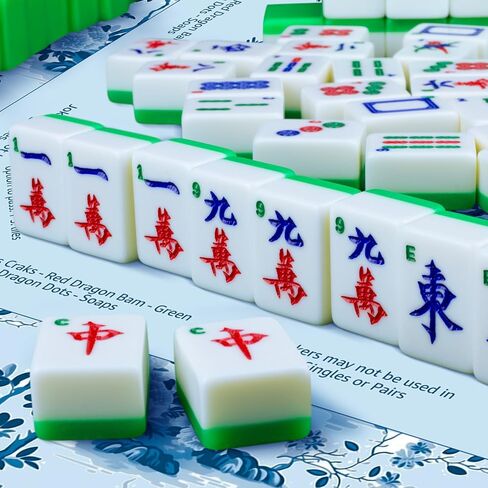 Mahjong Tablecloth Chinoiserie Mahjong Mats Blue Floral Card Table Cloth 55" x 55" Square Game Instructions for Beginner Card Board Tile Games Gift(Floral) in Saudi Arabia