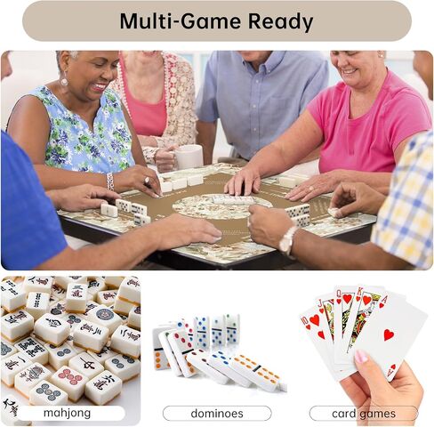 Mahjong Mat - 33 "x33" حصيرة ألعاب تقليل الضوضاء غير المنزلق للجدول ، مملوكة ملقب Mahjong Multi ذات الأكل 3 مم مع حقيبة حمل ، لماهجونغ ، لعبة البوكر ، ألعاب البلاط ، الدومينو ، الوردي in Kuwait