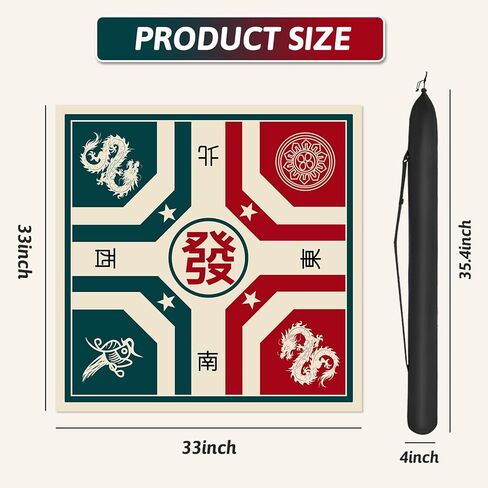 33 "Mahjong Table Mat - شعر غير سائل ، وخفض الضوضاء ، قابلة للطي مع حقيبة حمل ، حصيرة لعبة محمولة لـ Mahjong ، البطاقات وألعاب الطاولة in Kuwait