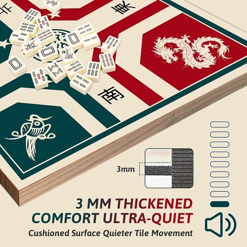 33 "Mahjong Table Mat - شعر غير سائل ، وخفض الضوضاء ، قابلة للطي مع حقيبة حمل ، حصيرة لعبة محمولة لـ Mahjong ، البطاقات وألعاب الطاولة in Kuwait