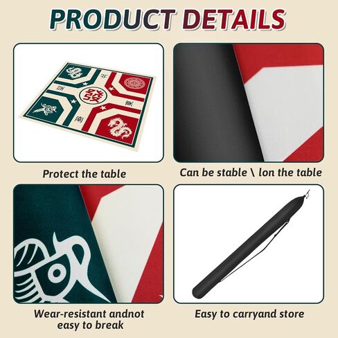 33 "Mahjong Table Mat - شعر غير سائل ، وخفض الضوضاء ، قابلة للطي مع حقيبة حمل ، حصيرة لعبة محمولة لـ Mahjong ، البطاقات وألعاب الطاولة in Kuwait