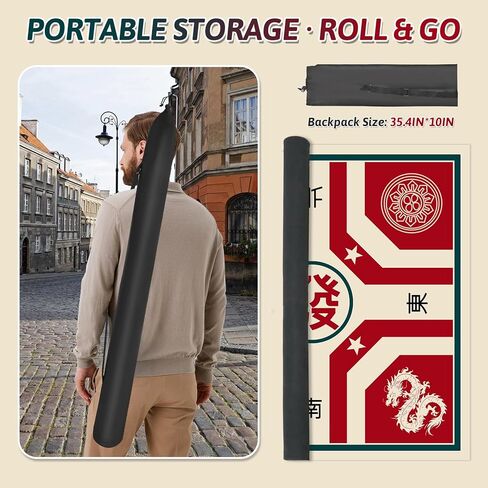 33 "Mahjong Table Mat - شعر غير سائل ، وخفض الضوضاء ، قابلة للطي مع حقيبة حمل ، حصيرة لعبة محمولة لـ Mahjong ، البطاقات وألعاب الطاولة in Kuwait